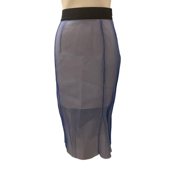Milly Dresses & Skirts - Milly Blue Midi Pencil Skirt sz 10 Milly Midi Skirt Net Overlay Skirt